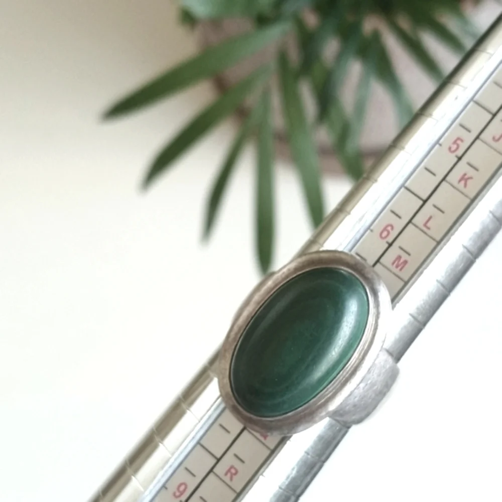 Antique 925 Green Malachite Gemstone Ring Sterling Silver From India *Unique